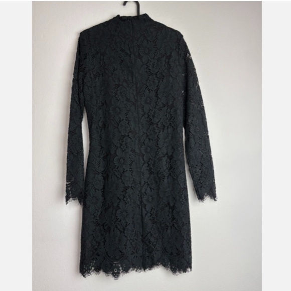 NWT Ganni Dress Everdale Lace Floral Lined Long Sleeve Mini Dress Black Size 42 - Picture 3 of 7
